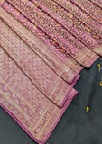 Women's Royal Purple Art Silk Saree with Golden Buti & Zari Border