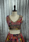 Red Traditional Embroidered Crop Top