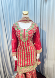 Red Embroidered Kurta Sharara Set