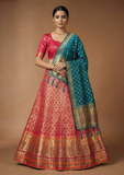 Traditional Red & Teal Green Silk Lehenga Choli Set
