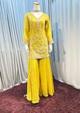 Mustard Yellow Floral Embroidered Kurta Set