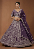 Purple Heavy Embroidered Lehenga Choli