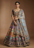 Designer Bridal Lehenga Choli with Floral Zari Embroidery