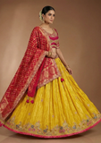 Mustard Yellow Traditional Embroidered Lehenga Choli