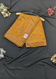 Mustard Yellow Kashmiri Work Saree with Unstitched Blouse