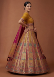 Classic Mustard & Maroon Banarasi Lehenga Choli