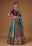 Royal Purple & Teal Banarasi Lehenga Choli