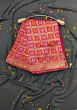 Women's Red Banarasi Style Art Silk Saree with Golden Woven Design