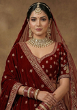 Deep Red Bridal Lehenga Choli with Royal Zari Embroidery