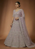 Onion Pink Embroidered Bridal Lehenga Choli