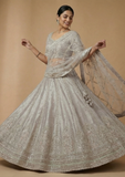 Light Grey Designer Lehenga Choli with Embroidery & Sequin Work