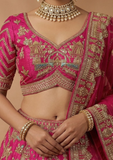 Rani Pink Bridal Lehenga Choli with Heavy Zari Embroidery