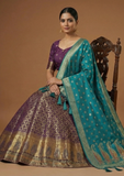 Royal Purple & Teal Banarasi Lehenga Choli