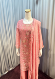 Pink Embroidered Kurta Pant Dupatta Set