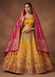 Mustard Yellow Banarasi Style Lehenga Choli