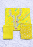 Yellow Ethnic Cotton Dress Material