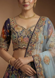 Designer Bridal Lehenga Choli with Floral Zari Embroidery