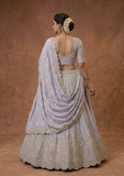 Women's Pastel Lavender Bridal Lehenga Choli with Heavy Zari Embroidery