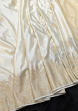 Cream Gold Art Silk Saree with Elegant Zari Border & Tassel Pallu