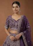 Purple Heavy Embroidered Lehenga Choli
