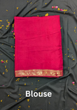 Women's Red Banarasi Style Art Silk Saree with Golden Woven Design