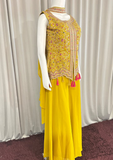 Women Yellow Embroidered Kurta Sharara Set