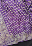 Royal Purple Art Silk Saree with Gold Zari Buti & Traditional Border