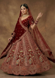 Deep Red Bridal Lehenga Choli with Royal Zari Embroidery