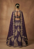 Women's Deep Purple Bridal Lehenga Choli with Heavy Zari Embroidery