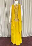 Women Yellow Embroidered Kurta Sharara Set