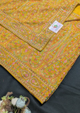 Mustard Yellow Kashmiri Work Saree with Unstitched Blouse