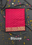 Cream & Red Art Silk Banarasi Style Saree with Rich Zari Border