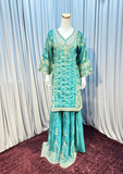 Sea Green Embroidered Kurta Sharara Set
