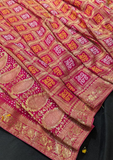 Women's Red Banarasi Style Art Silk Saree with Golden Woven Design