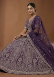 Purple Heavy Embroidered Lehenga Choli