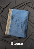Navy Blue Art Silk Saree with Golden Buti Work & Rich Zari Border
