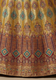 Mustard Yellow with Maroon Dupatta & Multi-Color Design