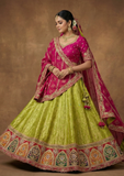 Green Traditional Woven Lehenga Choli