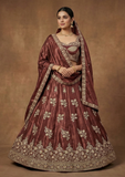 Brown Embroidered Lehenga Choli