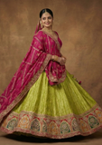 Green Traditional Woven Lehenga Choli