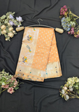 Peach Banarasi Silk Saree with Rich Zari Work