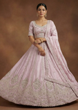 Lavender Heavy Embroidered Lehenga Choli with Dupatta