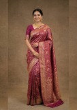 Women's Royal Purple Art Silk Saree with Golden Buti & Zari Border