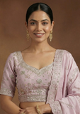 Lavender Heavy Embroidered Lehenga Choli with Dupatta
