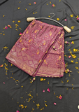 Women's Royal Purple Art Silk Saree with Golden Buti & Zari Border