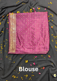 Women's Royal Purple Art Silk Saree with Golden Buti & Zari Border