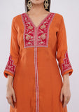 Orange Anarkali Suit for Women Party Wear Work Cutdana & Zari With Dupatta