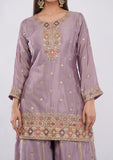 Lavender Designer Sharara Suit for Women with Multi Embroidery Work & Dupatta