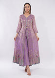 Purple Sequins & Cutdana Indo Western Dress for Women with Dupatta