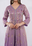 Purple Sequins & Cutdana Indo Western Dress for Women with Dupatta